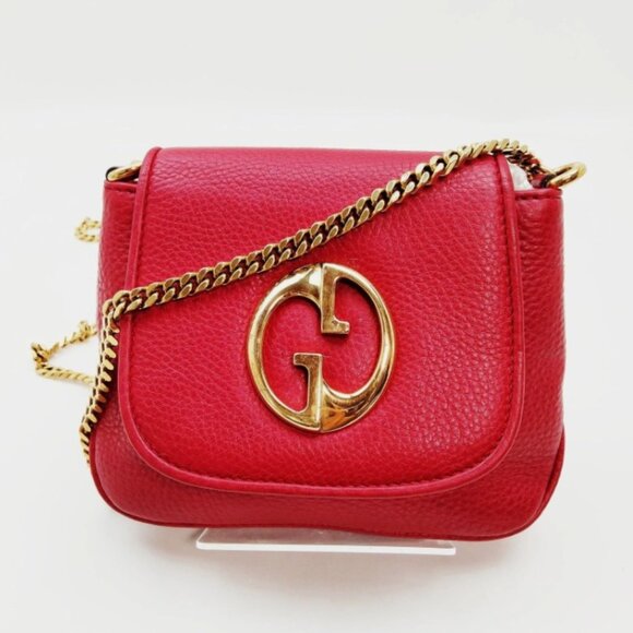 GUCCI Pebbled Calfskin Small 1973 Chain Shoulder Bag Gold - Picture 1 of 9